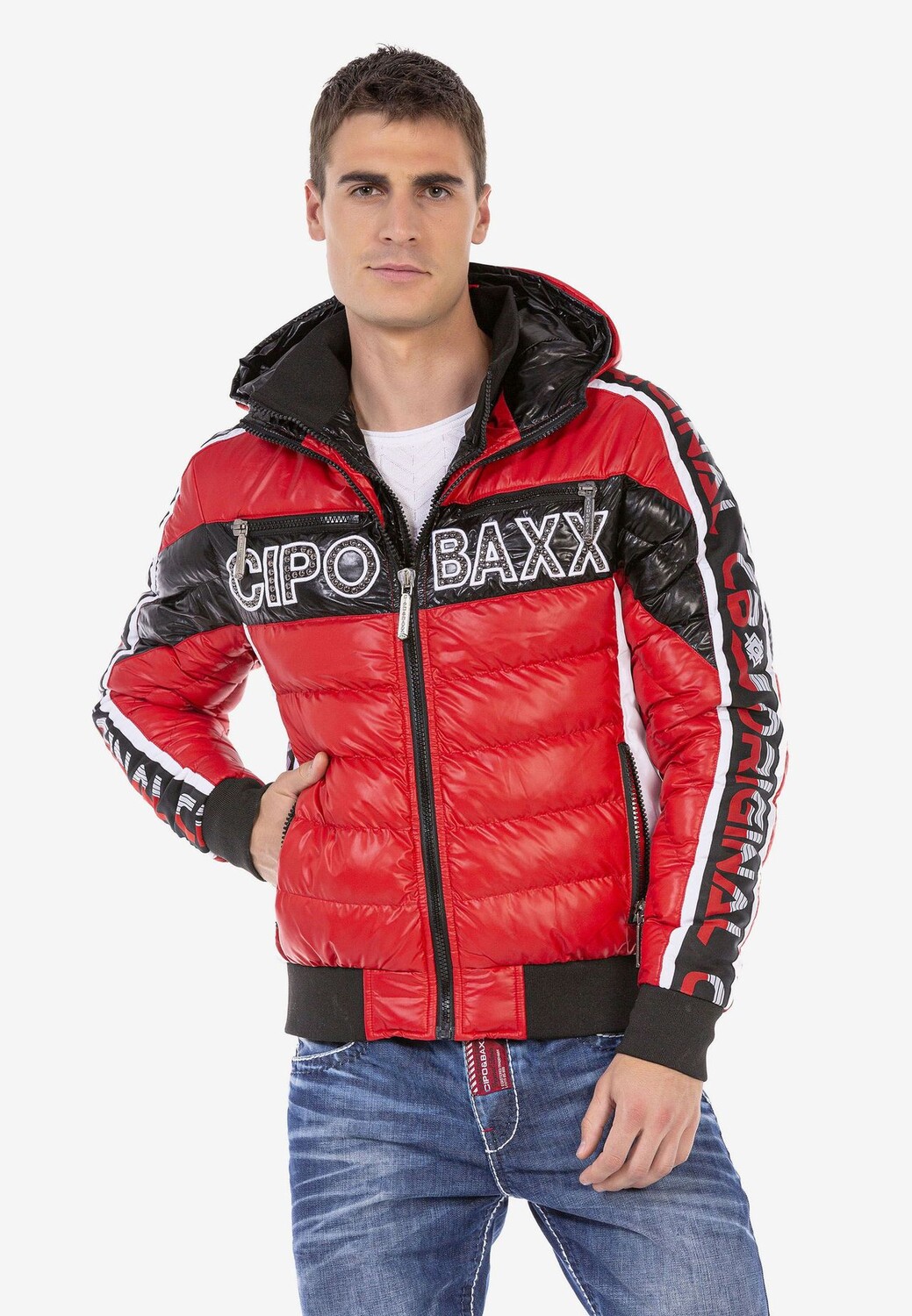 

Стеганая куртка спортивного дизайна CIPO & BAXX, красный