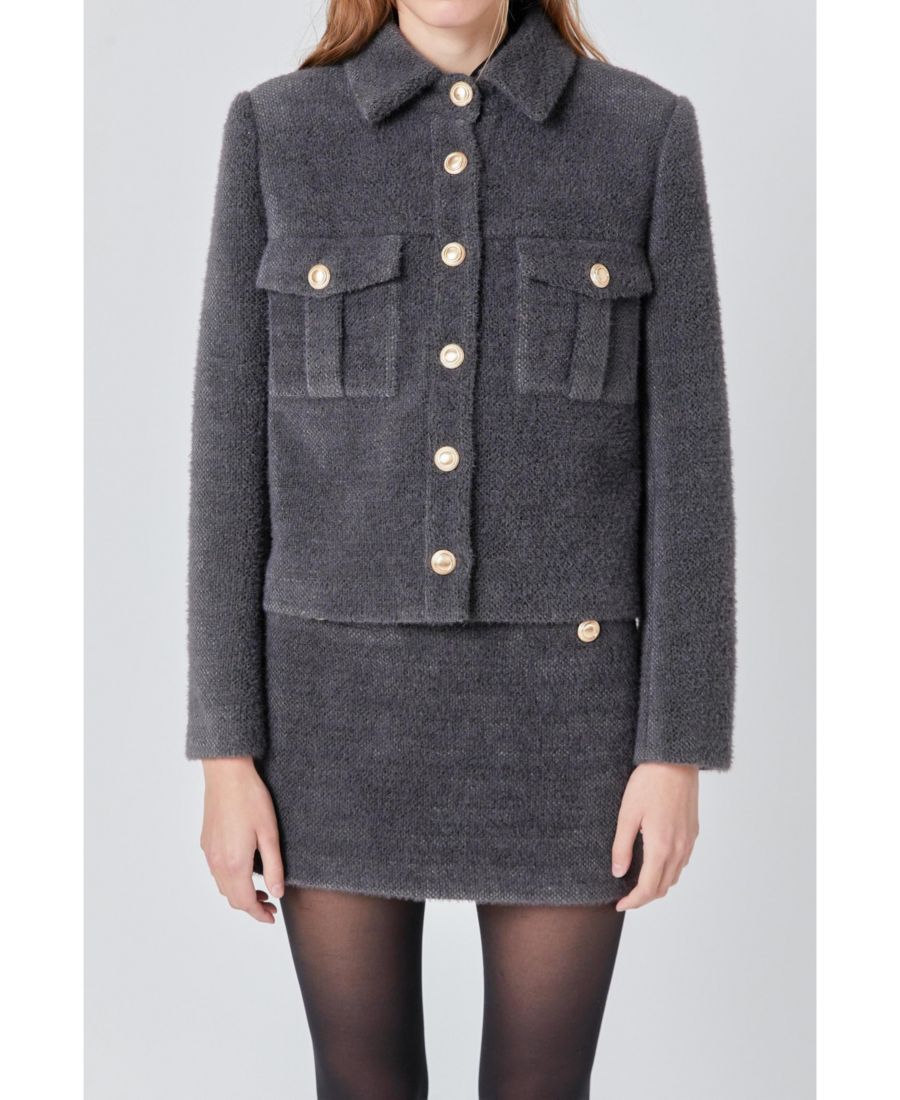 

Женская мягкая жакет-куртка с пуговицами endless rose, Grey