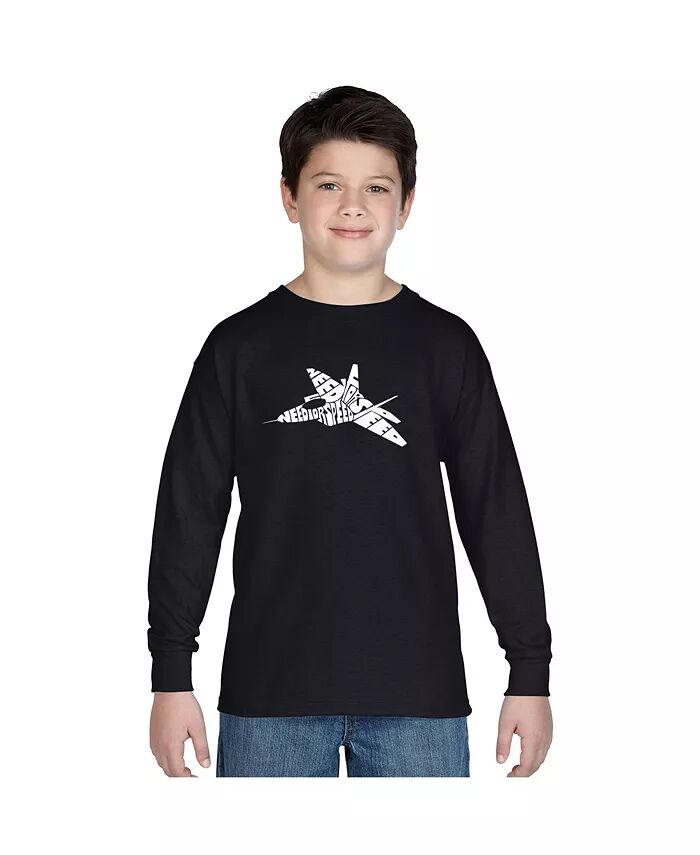 

Футболка с длинным рукавом Big Boy's Word Art - FIGHTER JET - NEED FOR SPEED LA Pop Art, черный