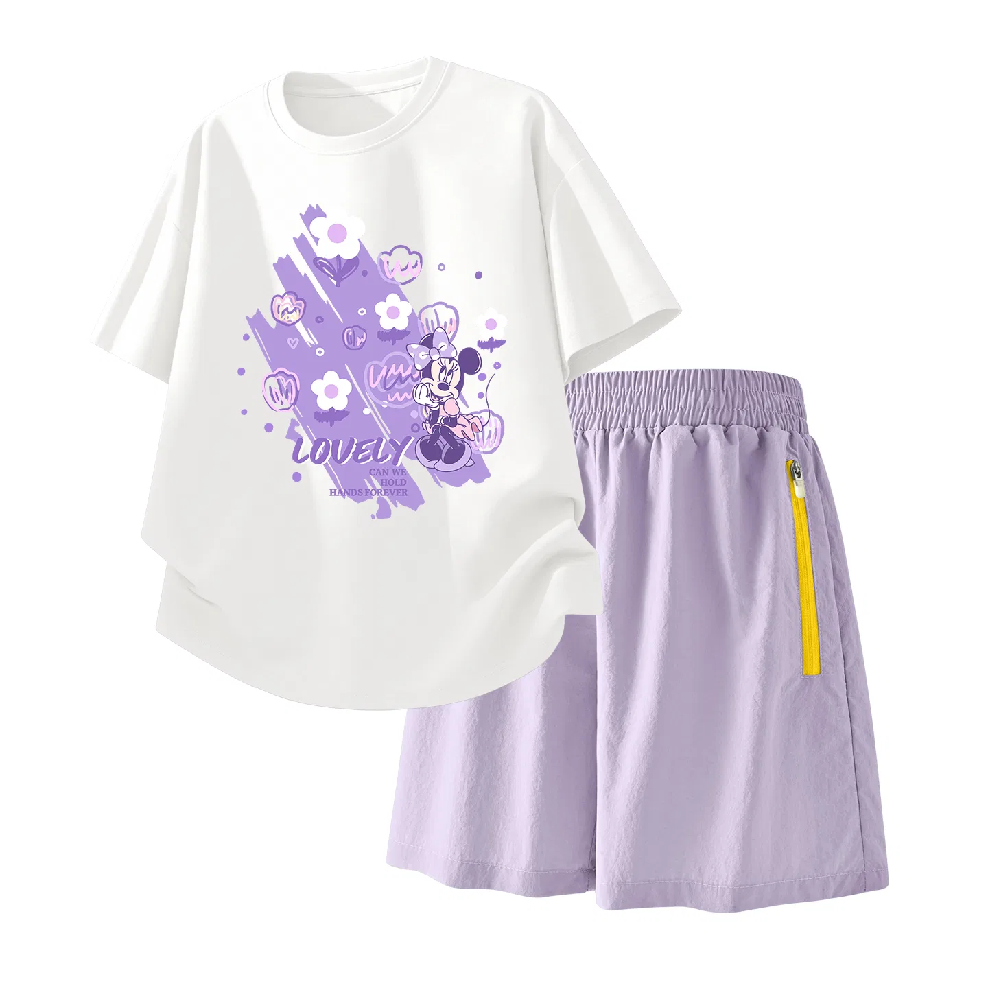 Детский спортивный костюм Casual Sportswear 2 Piece Set Disney, Di Bubble White+Solid Color Taro Paste Purple