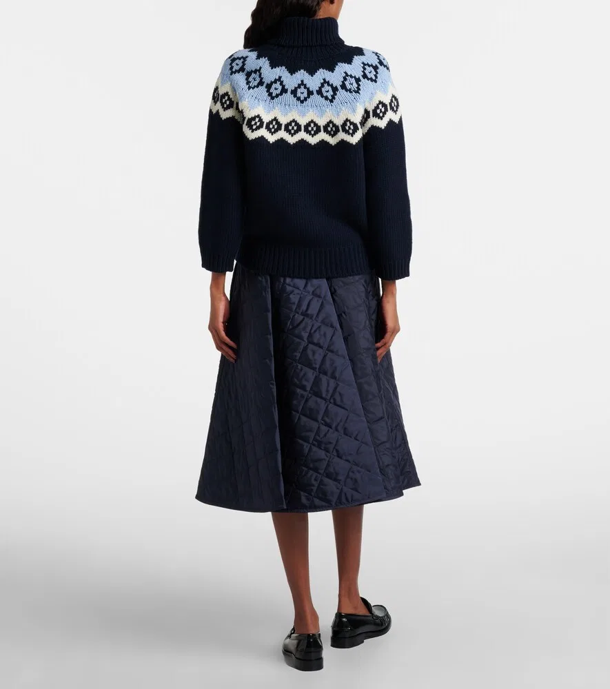 Стеганая юбка миди из нейлона Re-Nylon Prada, синий — фото 3