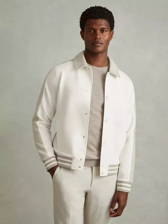 

Куртка Reiss Arnold Colour Block Bomber, цвет optic white