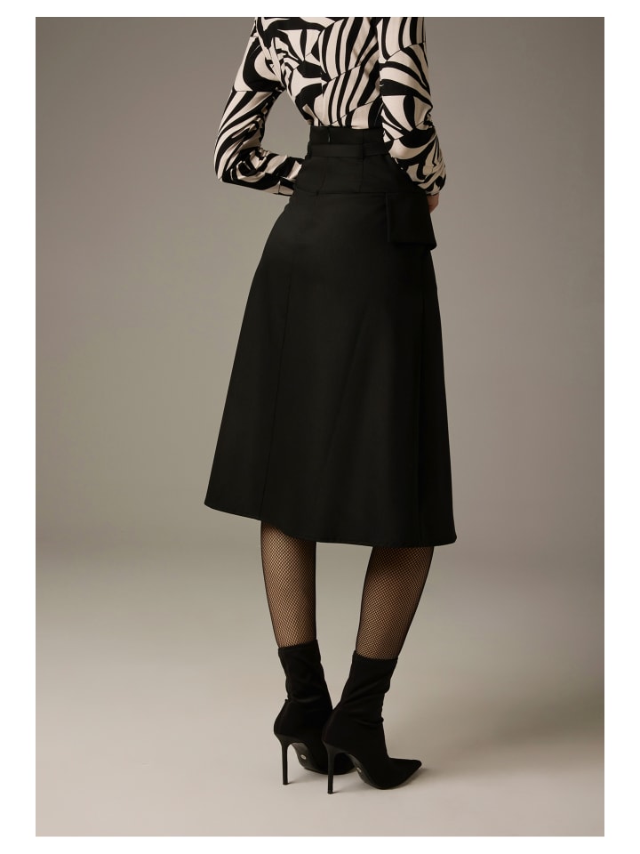 

More & More Элегантная юбка миди с запахом, черного цвета