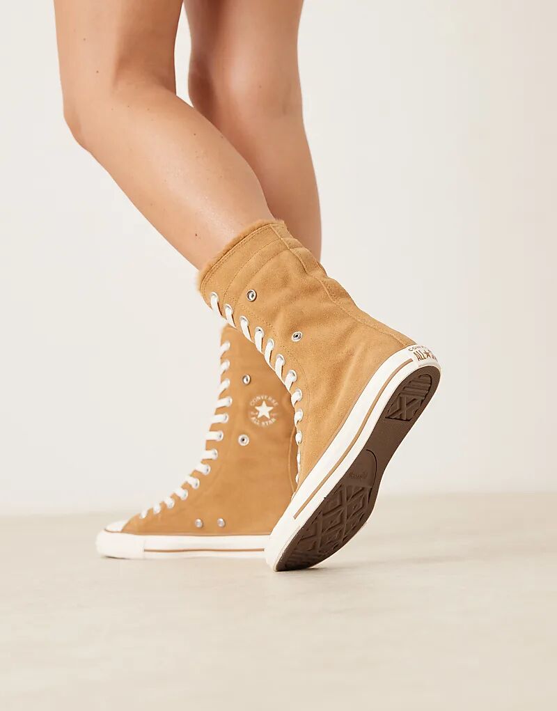 Кроссовки Converse Chuck Taylor All Star с застежкой-молнией и искусственным мехом, коричневые — фото 3