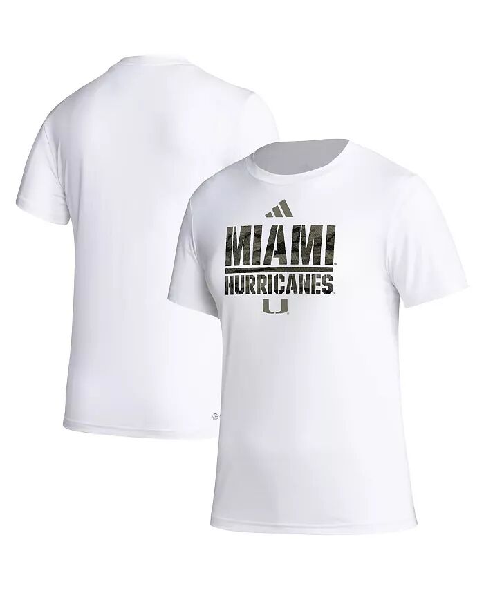 

Женская белая футболка Miami Hurricanes AEROREADY Military Appreciation Pregame adidas