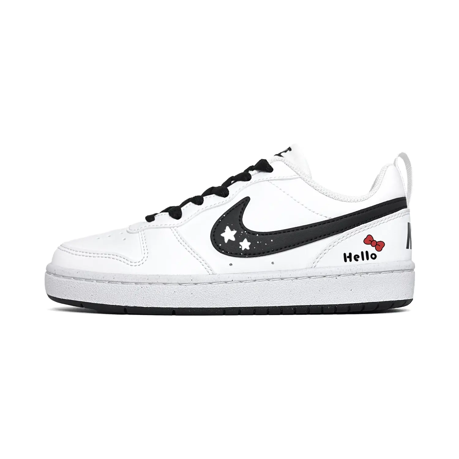 

Nike Детские противоскользящие и износостойкие низкие кроссовки для скейтбординга Court Borough, черные и белые, для подростков