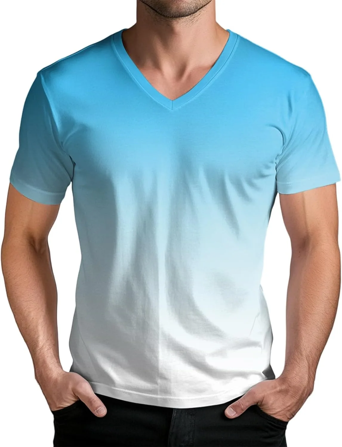 

WENKOMG1 футболка для мужчин с коротким рукавом и V-образным вырезом, M-3XL