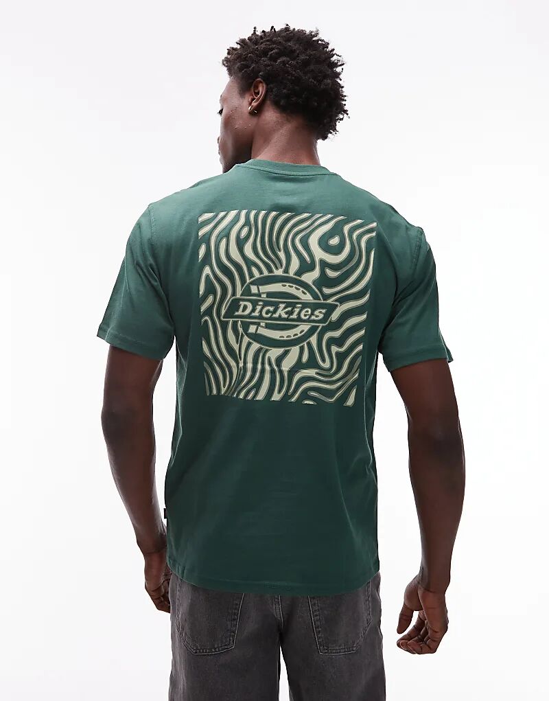 

Футболка Dickies Paradise с абстрактным графическим принтом на спине темно-зеленого цвета