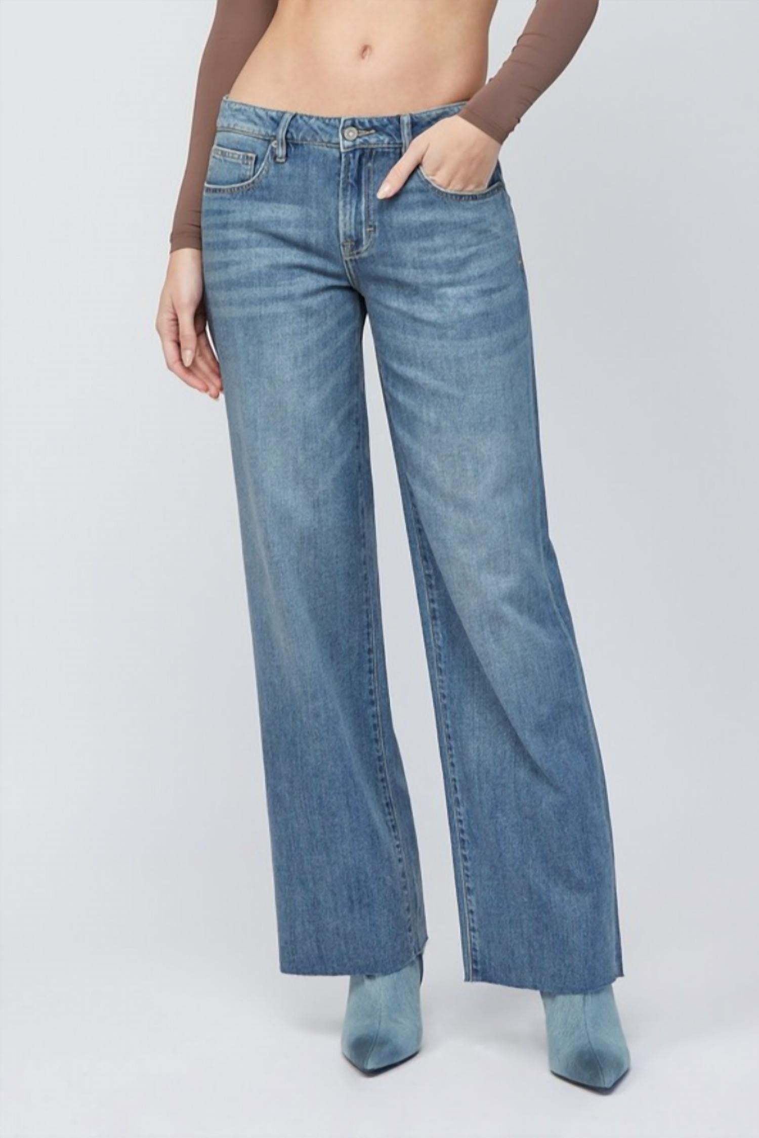 

Джинсы Logan Mid Rise Dad Jeans синего цвета HIDDEN