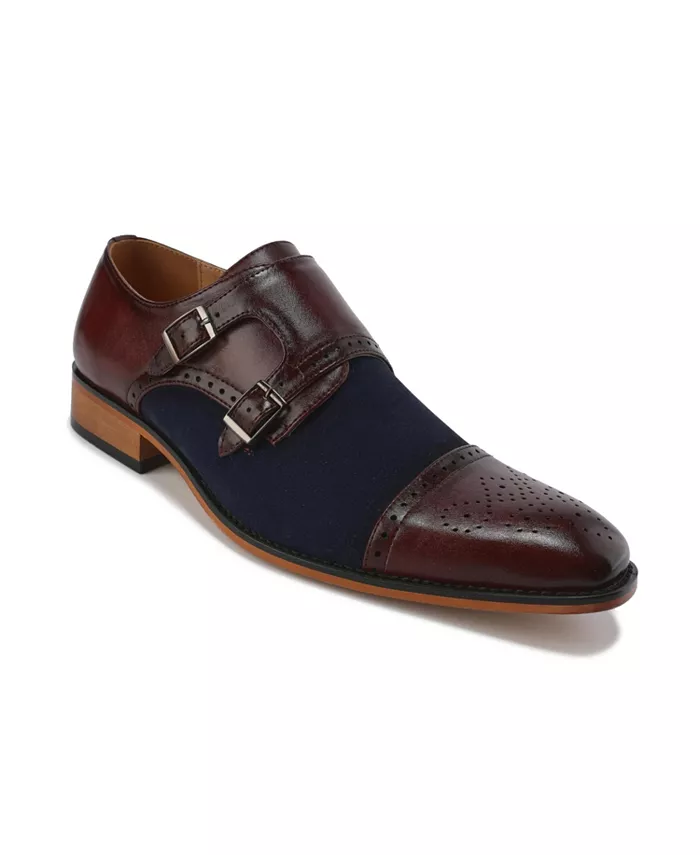 

Мужские двухцветные лоферы с двойной пряжкой Double Monk Strap Gino Vitale, красный