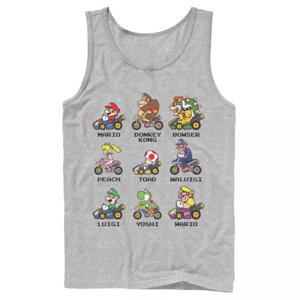 

Мужская футболка с боковым изображением персонажей Mario Kart Licensed Character, серый