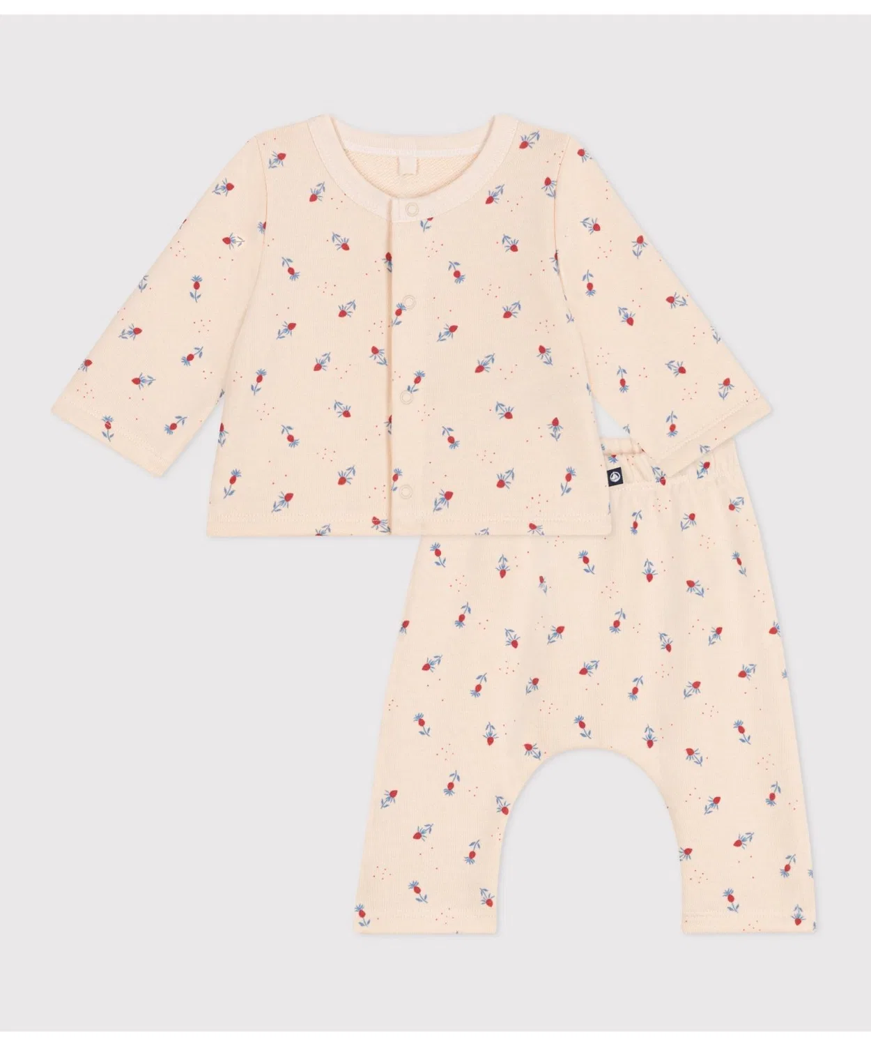 Детский набор из двух предметов, триколор с цветочным принтом, бренд Petit Bateau, из органического хлопка, белый
