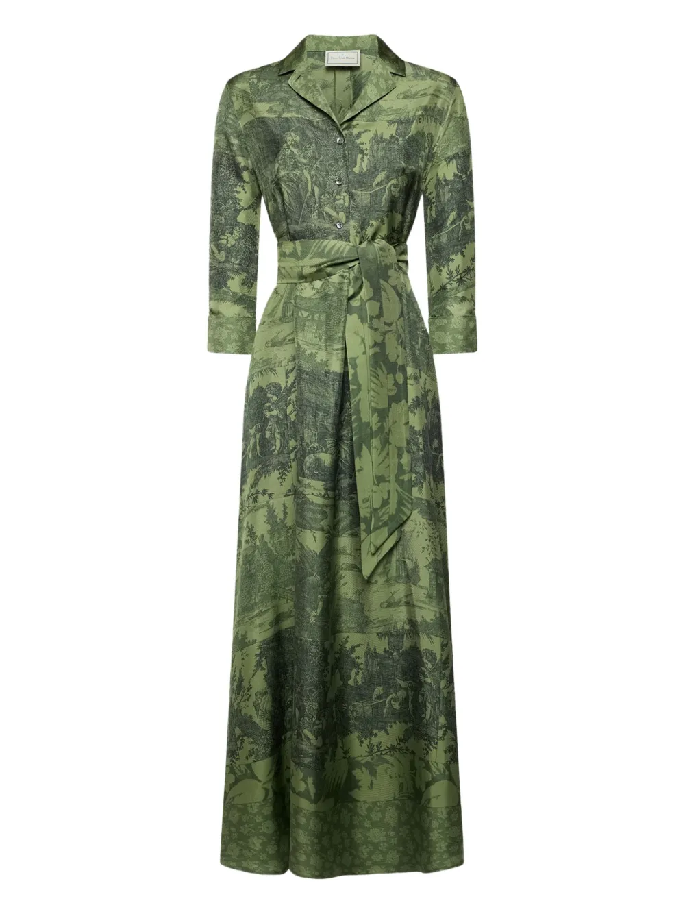 

Макси-платье-рубашка с принтом пейзажа Pierre-Louis Mascia, зеленый