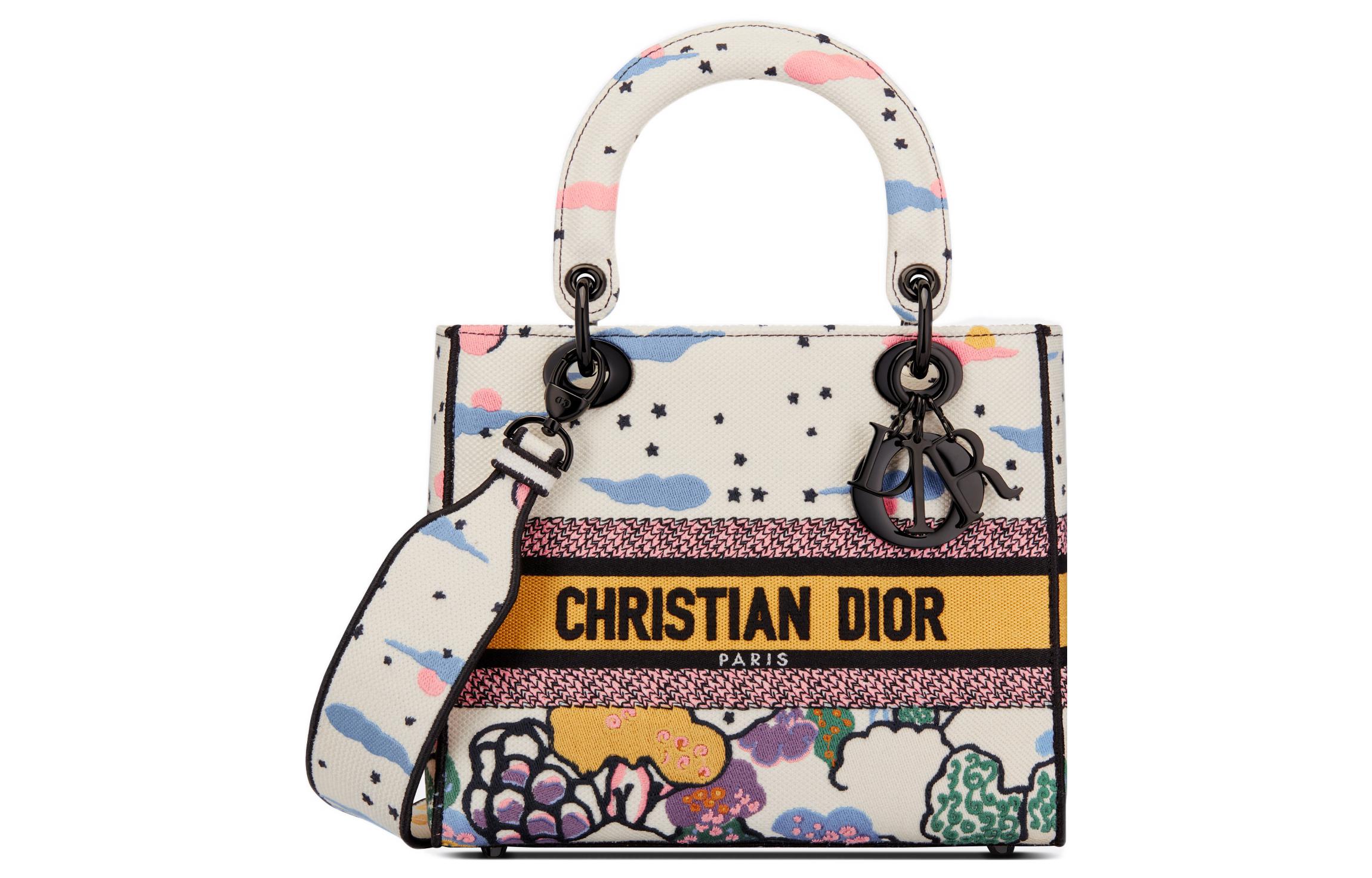 

DIOR Сумка Lady D Lite с вышивкой, шоппер, сумка через плечо, кроссбоди, женская средняя мультиколор