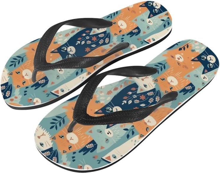 

Женские пляжные шлепанцы Semiouray с камуфляжным принтом, подсолнечник, тюльпан, легкие летние тапочки, сандалии-вьетнамки для отпуска на Гавайях, Cartoon Abstract Cat