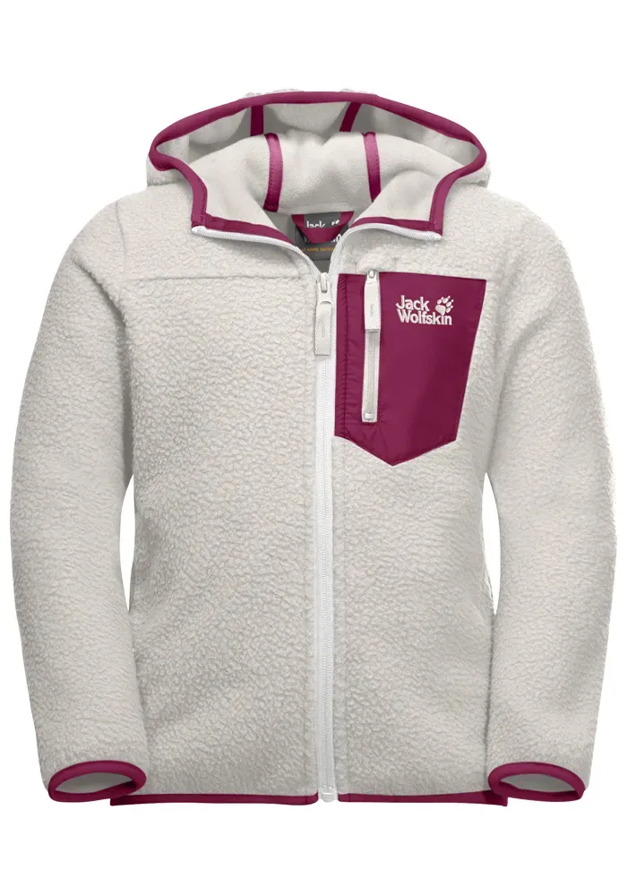 

Флисовая куртка Jack Wolfskin с капюшоном "ICE CURL HOOD JACKET K", с капюшоном, белый