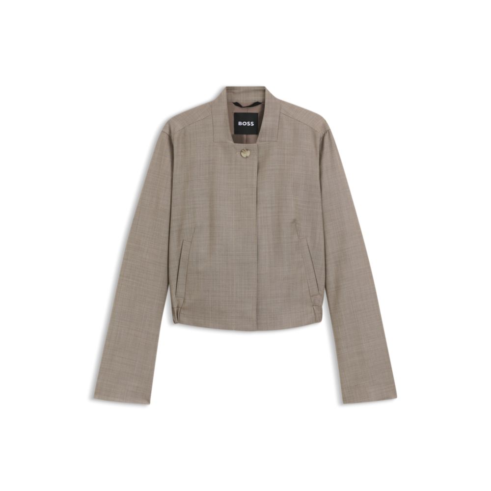 

Растягивающийся жакет из шерсти с акульей текстурой BOSS, светло-бежевый