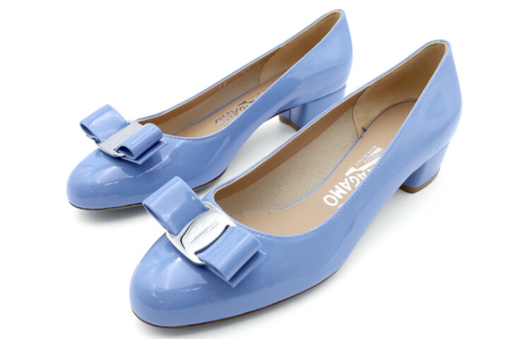 Туфли на высоком каблуке женские синие Ferragamo — фото 2