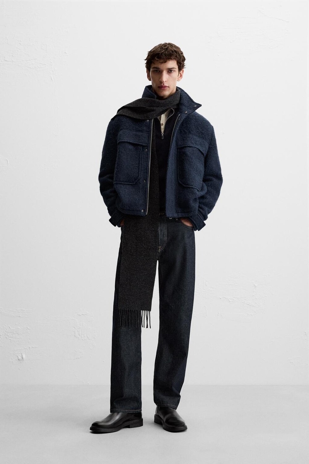 

Текстурная куртка с карманами ZARA, голубоватый