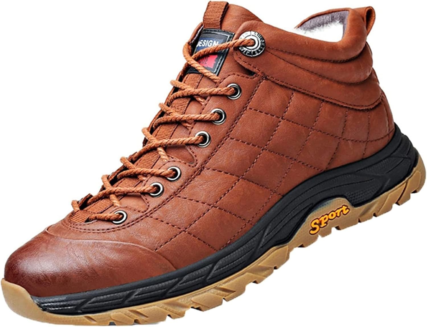 

Мужские короткие кожаные ботинки Yiozoi, высокие, на шнуровке, рабочие, зимние, водонепроницаемые, теплые с бархатом, повседневные мужские зимние ботинки до щиколотки, противоскользящие, коричневый