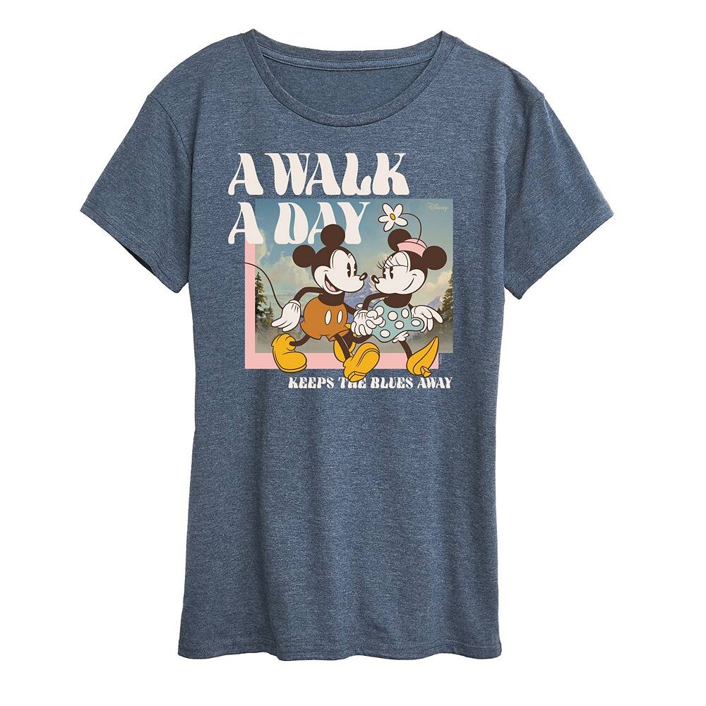 

Женская футболка с рисунком Микки и Минни Маус Disney's A Walk A Day, цвет Heather Blue