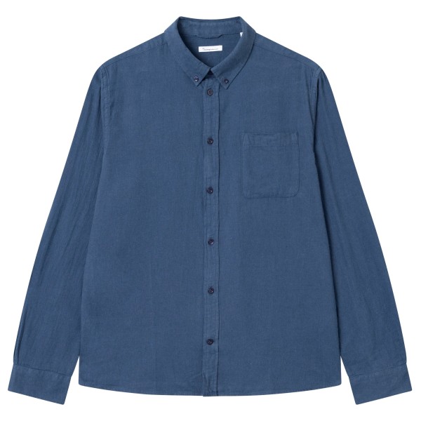 

Рубашка из меланжевой фланели, классического кроя Knowledgecotton Apparel, синий