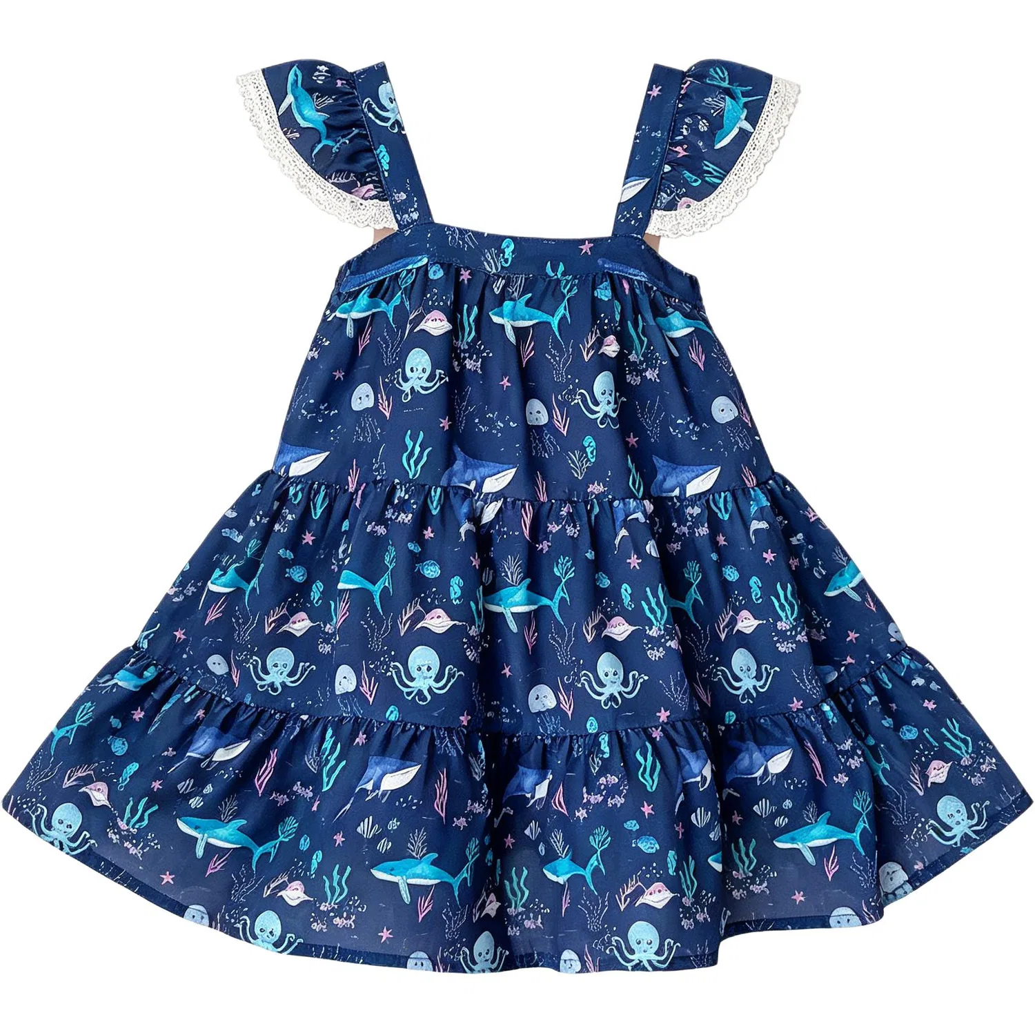 Платье с морским принтом Disney Pre School Square Collar Navy