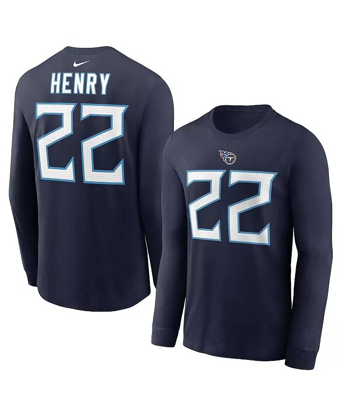 

Мужская футболка с длинным рукавом с именем и номером игрока Derrick Henry Navy Tennessee Titans Nike