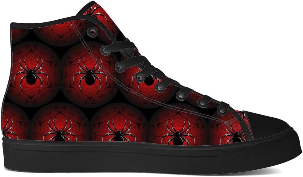 Кеды на высокой платформе chebing Spider Web из холщовой ткани для мужчин и женщин, высокие кроссовки на шнуровке, повседневная обувь, подарок для парня или девушки, черный — фото 4