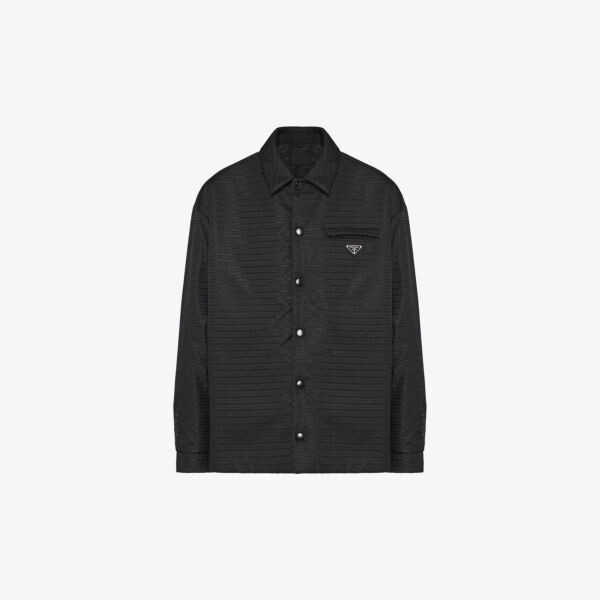 

Утепленная куртка re-nylon из переработанного полиамида с фирменной бляшкой Prada, черный