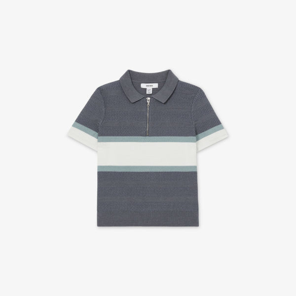 

Текстурированная вязаная поло Grove для детей 9-13 лет Reiss, синий