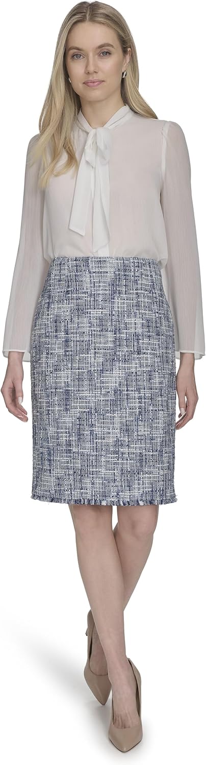 Женский твидовый пиджак Calvin Klein с открытым передом, Cream Multi — фото 2