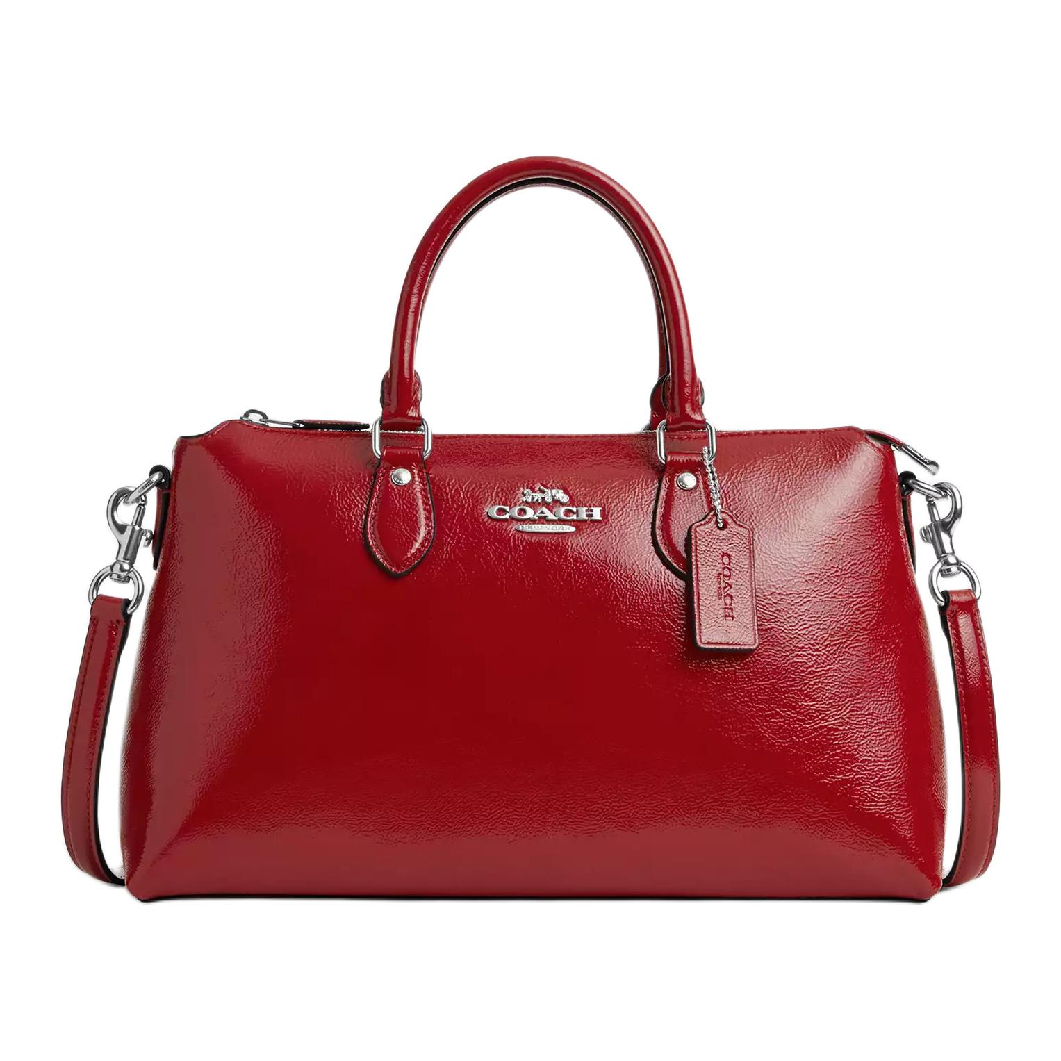 

COACH Кожаная сумка через плечо, кроссбоди, большая женская сумка красная