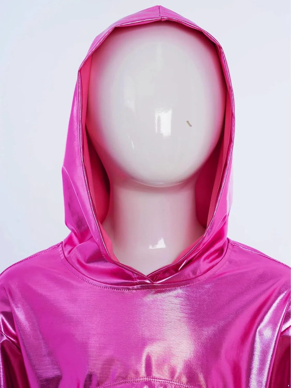 Детская толстовка с капюшоном Xnihocha металлик асимметричный подол, Hot Pink — фото 3