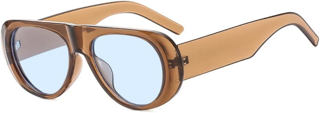 

Солнцезащитные очки для мужчин и женщин - защита UV400 - сине-зеленые широкие дужки, цветные линзы, для занятий спортом на открытом воздухе и вождения DSVIGF, Tea Blue