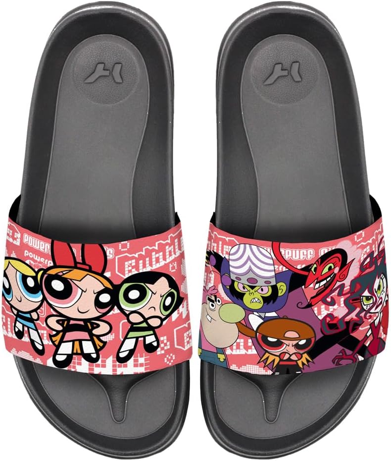 

Шлепанцы Powerpuff Girls Villains унисекс для взрослых, регулируемые, официально лицензированы Hypd Slydr Switch Popfunk, черный