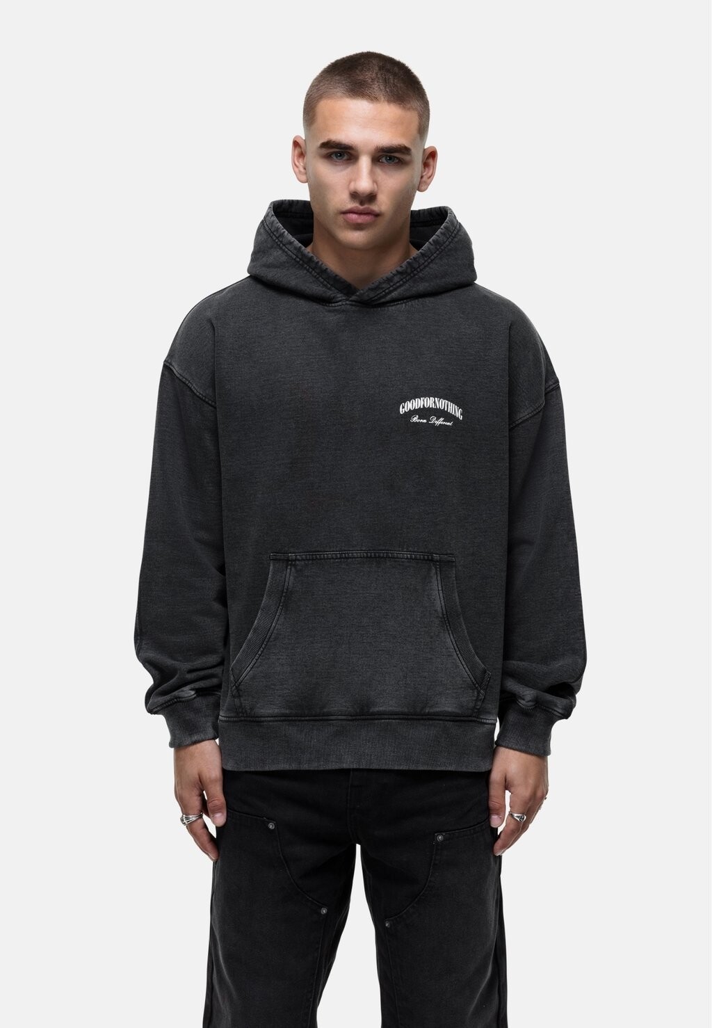 

Толстовка с капюшоном OVERSIZED BORN DIFFERENT PULLOVER Good For Nothing, серый