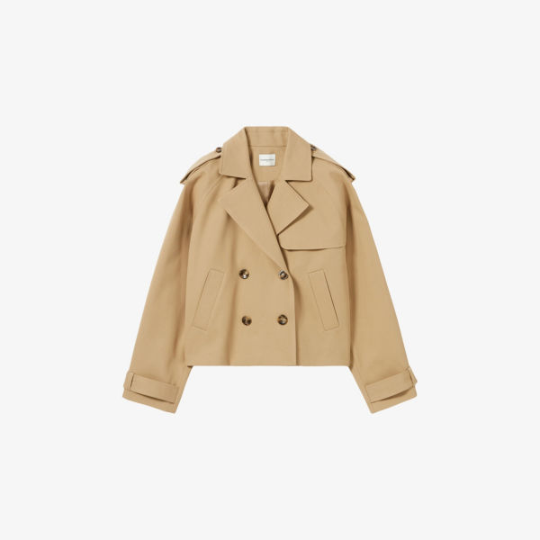 

Куртка-тренч Claudie Pierlot свободного кроя короткая хлопковая, коричневый