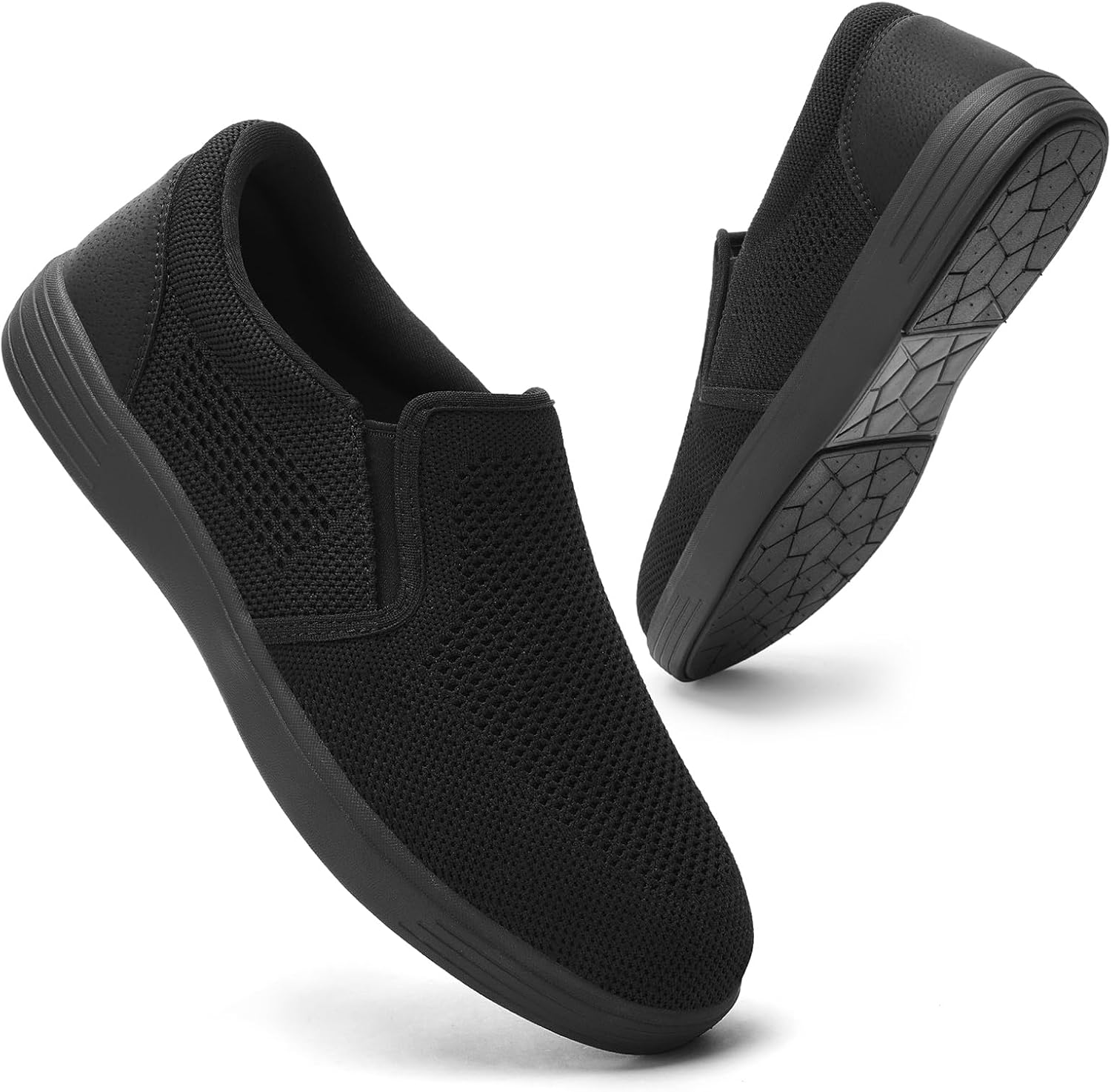 

Мужские слипоны konhill, повседневные дышащие кеды-лодочки с поддержкой свода стопы, легкие сетчатые пляжные лоферы, прогулок и катания на скейте, черный