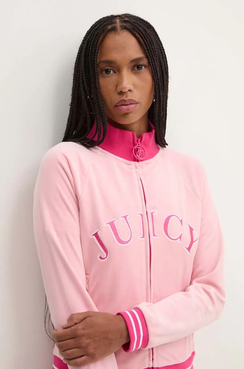 

Бархатный свитшот Juicy Couture TANYA TRACKTOP, розовый
