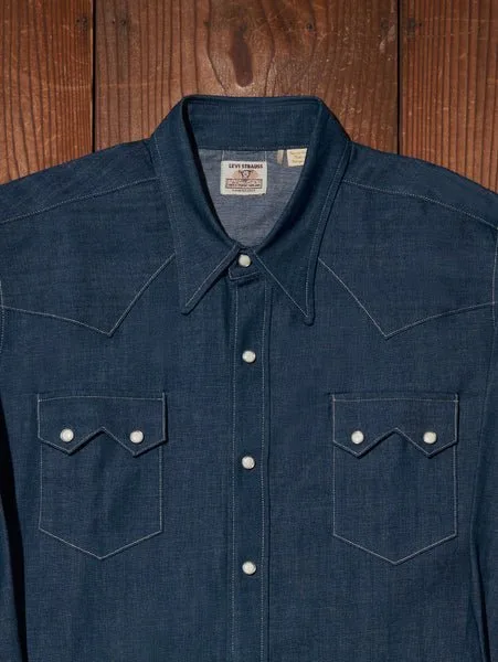 Винтажная рубашка LEVI'S Shorthorn, жесткая Levi's, Dark Indigo - Flat Finish — фото 3