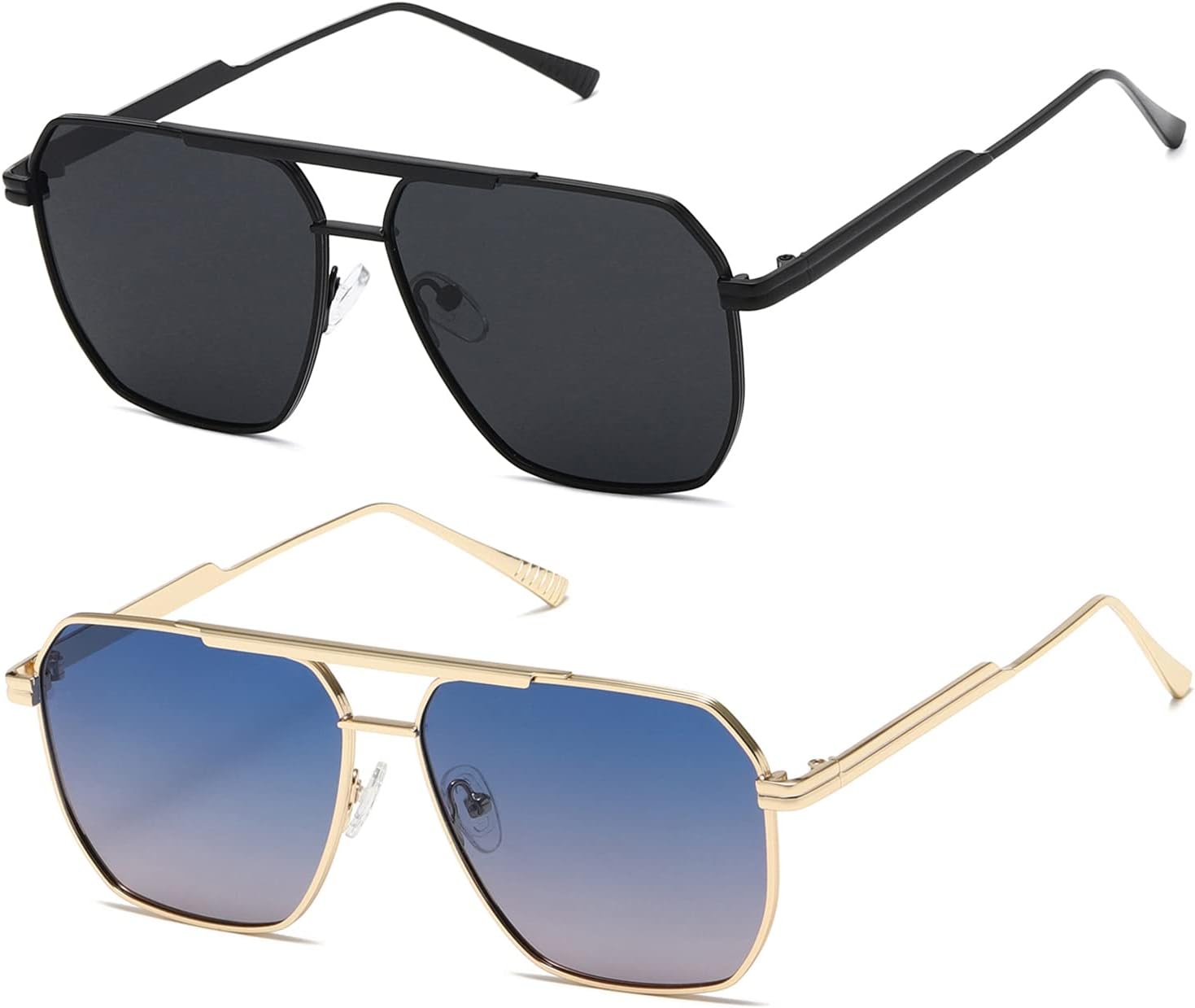 

Солнцезащитные очки Kimorn с поляризацией, женские и мужские, ретро, ​​большие, квадратные, винтажные, классические, большие, металлические, модель K1221, Black Grey&gold Frame Top Blue Bottom Pink