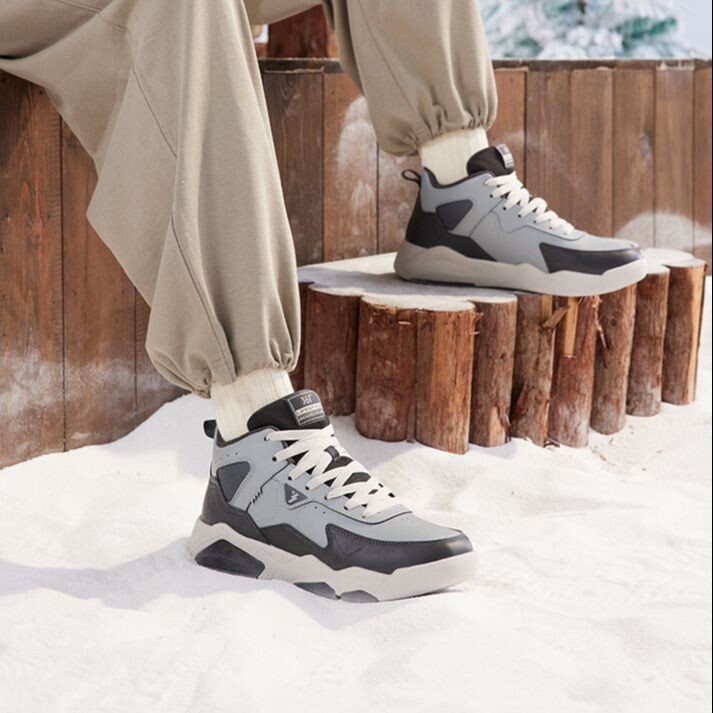 Кроссовки 361° Winter Syndrome Skateboarding Shoes Men High-top Invisible Gray/black Charcoal Ash, черный — фото 4