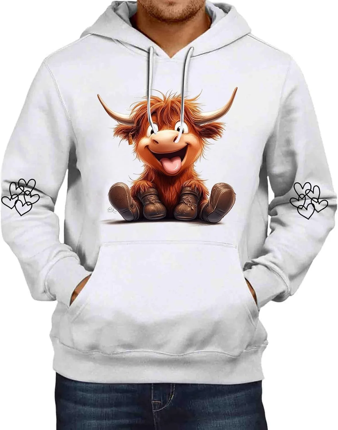 

Мужской свитшот с капюшоном и принтом в стиле cattle print