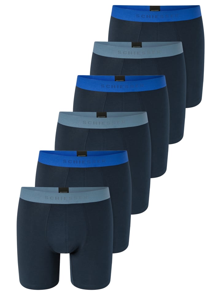 

Schiesser Длинные шорты / брюки из хлопка 95/5 темно-синего цвета