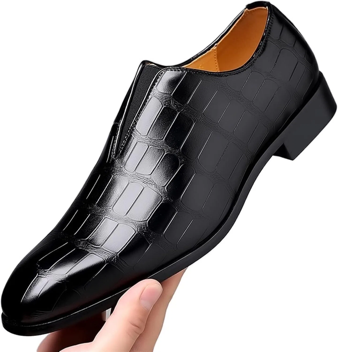 Туфли Men's Shoes Men Shoes Stone Pattern Casual PU Leather Shoes Generic, Black