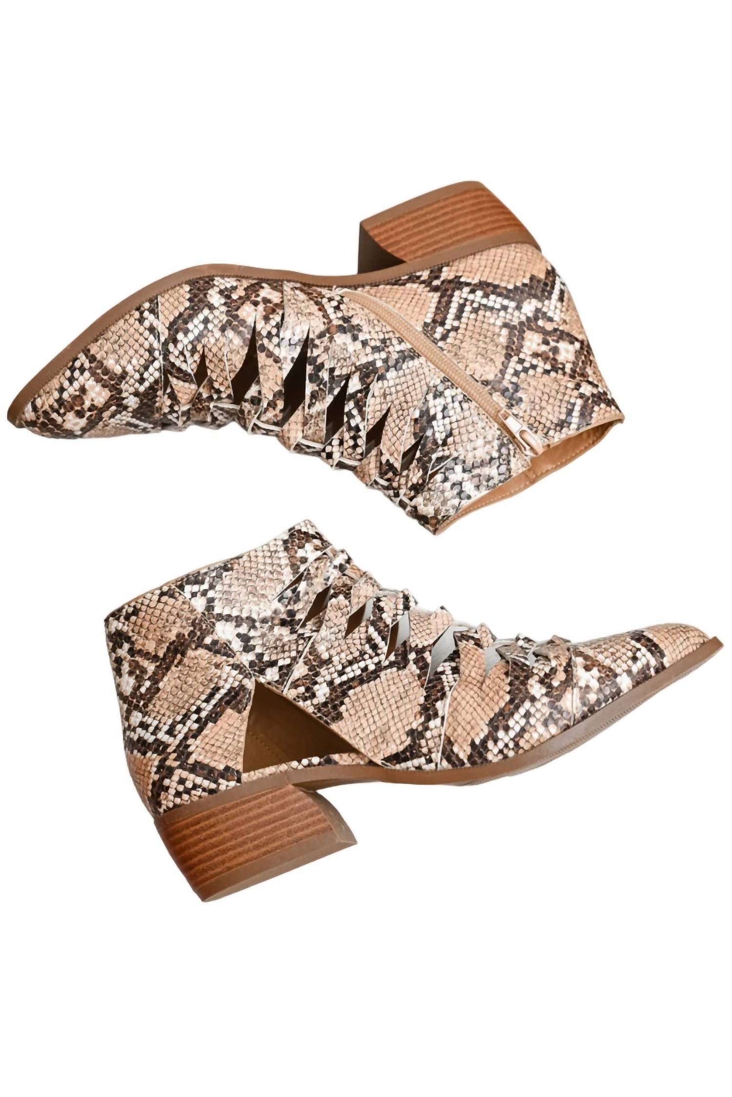 Женские ботильоны Sadie из змеиной кожи Qupid, цвет snakeskin