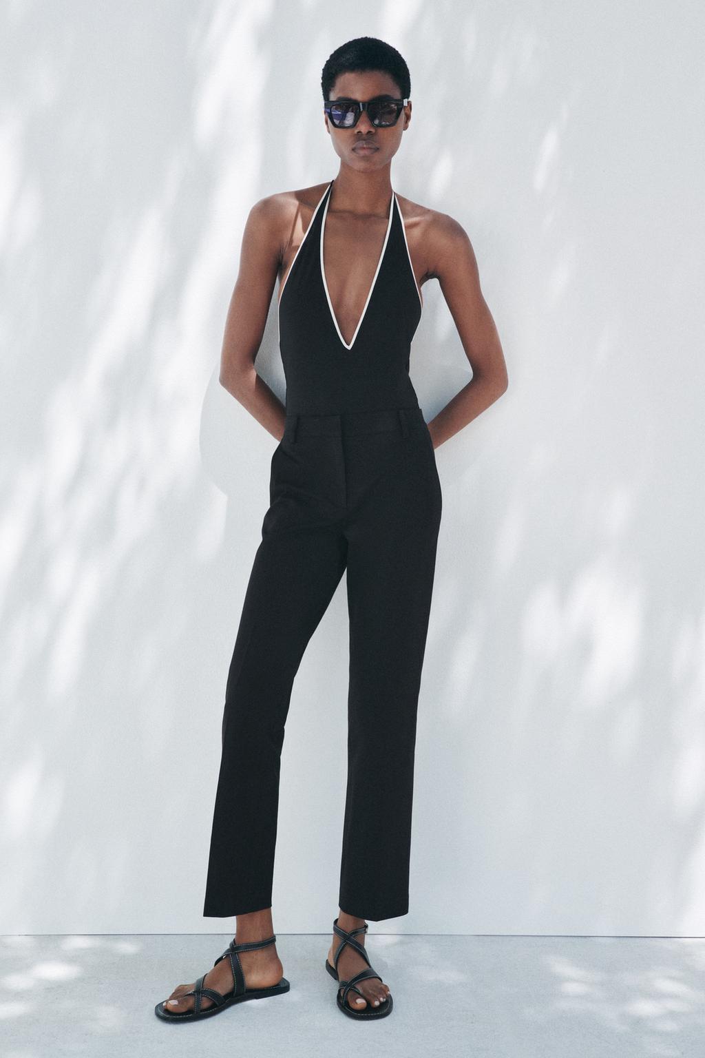 

Укороченные брюки ZARA, черный