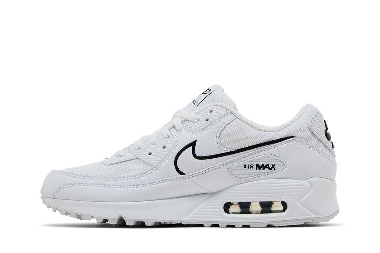 Кроссовки Nike Air Max 90 'White Black Outlined Swoosh', белый — фото 4