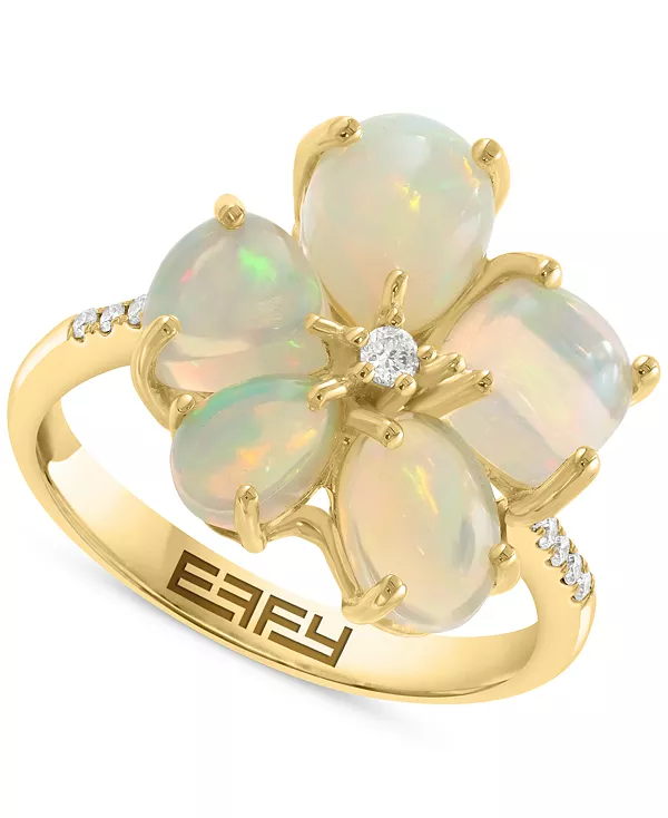 

Кольцо Effy в форме цветка с эфиопским опалом и бриллиантом (1/4 карата) из 14-каратного желтого золота Effy Collection, opal